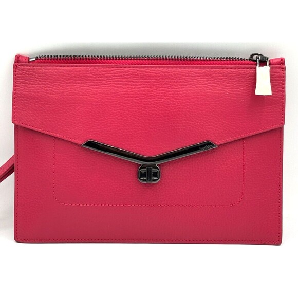 Botkier NY Valentina Wristlet Party Pink Leather Turn Lock Front Zipper Top NWT - Picture 15 of 16